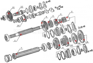 Т25-1701054-Б1 Шестерня 5-й и 6-й передач (z1=30 и z2=35, m=4)